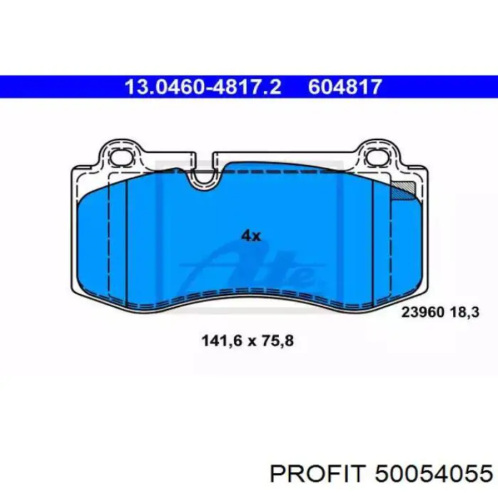 Колодки гальмівні передні, дискові 50054055 Profit