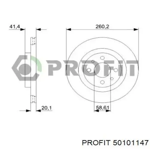 Диск переднього гальма Profit 50101147 ціна, від 24.86 USD