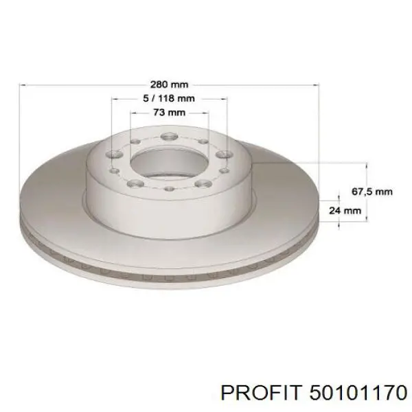Диск переднього гальма Profit 50101170 ціна, від 31.71 USD