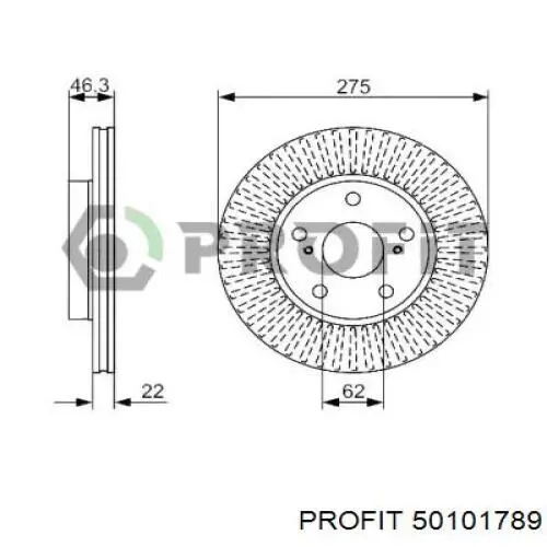 Диск гальмівний передній 50101789 Profit