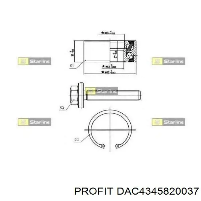 Купити DAC4345820037 Profit Підшипник маточини передньої/задньої
