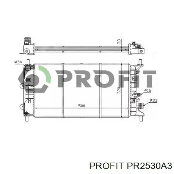 Купити PR2530A3 Profit Радіатор двигуна