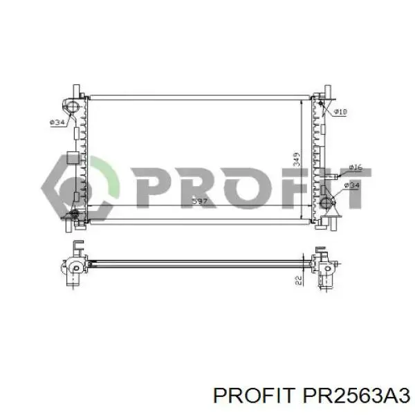 Купити PR2563A3 Profit Радіатор двигуна