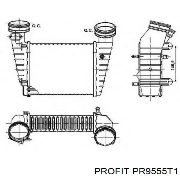 Радіатор интеркуллера PR9555T1 Profit