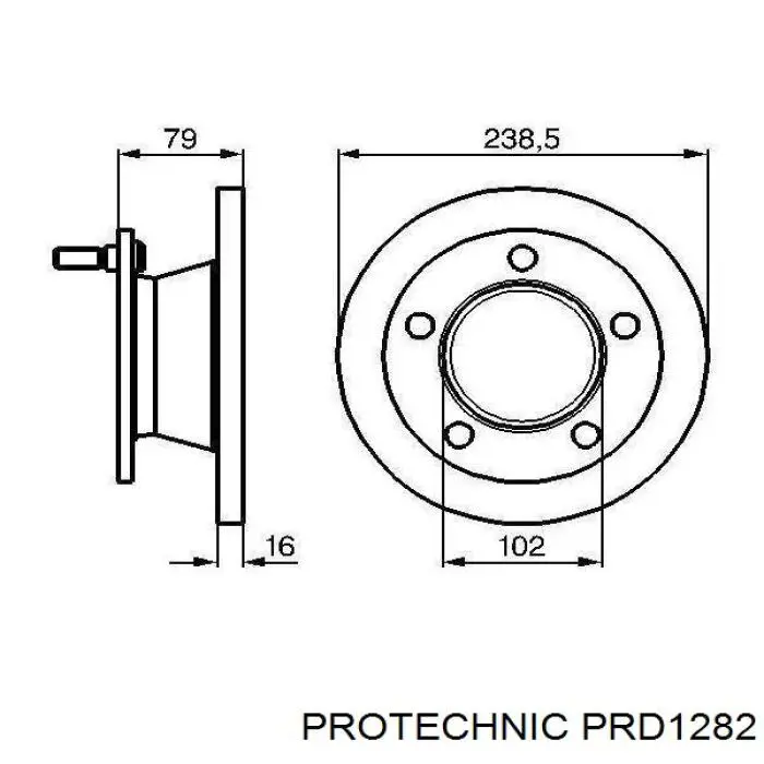 Диск переднього гальма Protechnic PRD1282 ціна, від 38.92 USD