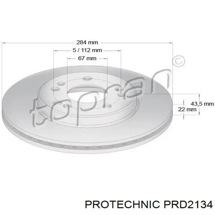 Диск гальмівний передній PRD2134 Protechnic