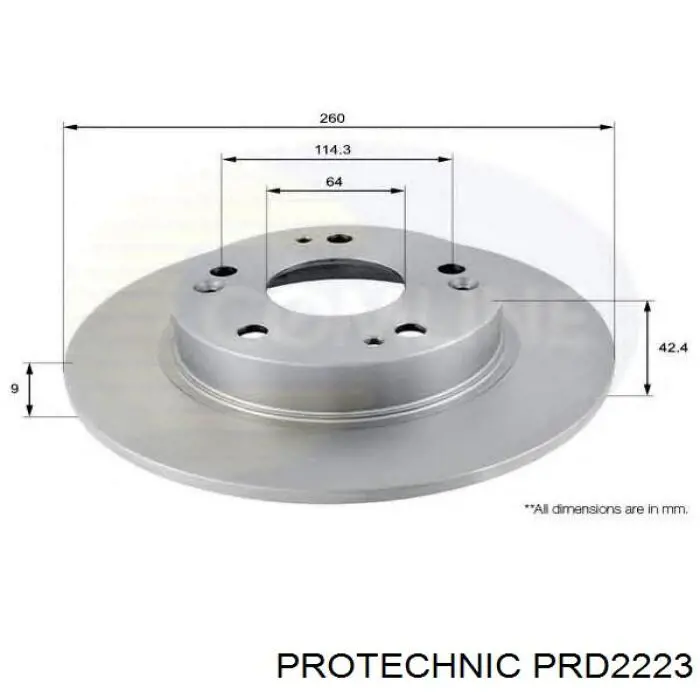 Диск переднього гальма Protechnic PRD2223 ціна, від 25.62 USD