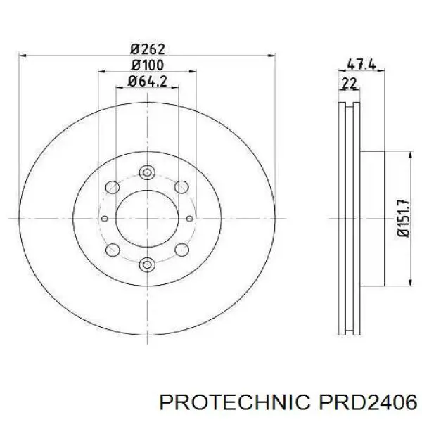 Гальмівні диски передні PRD2406 Protechnic
