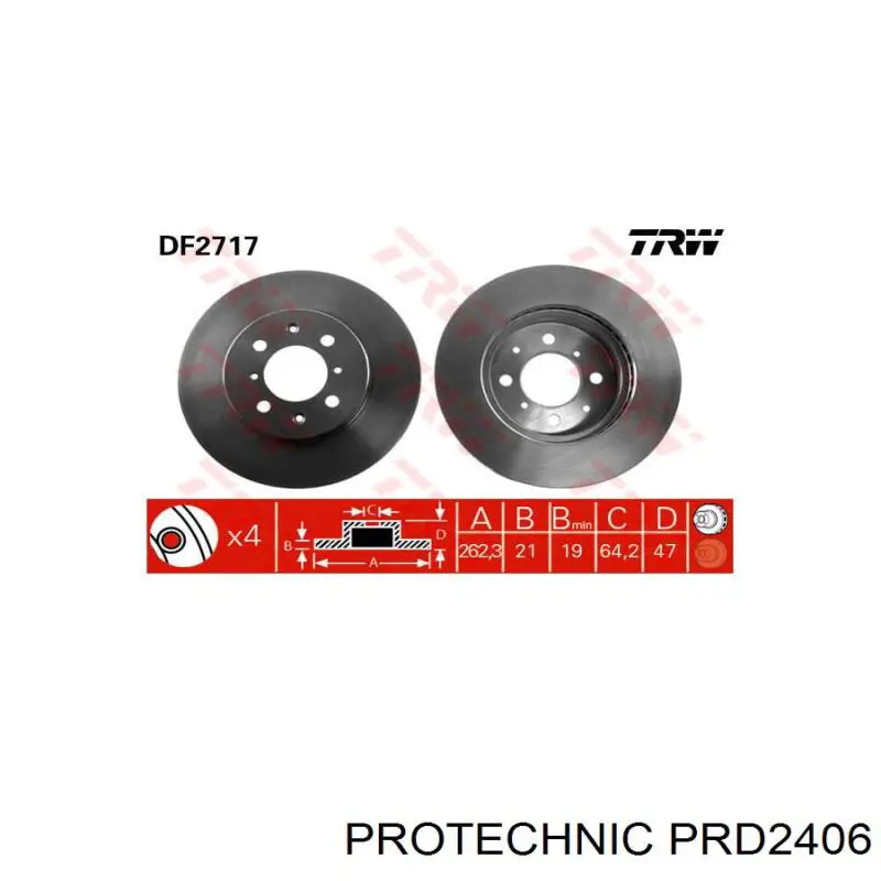 PRD2406 Protechnic Гальмо дискове переднє