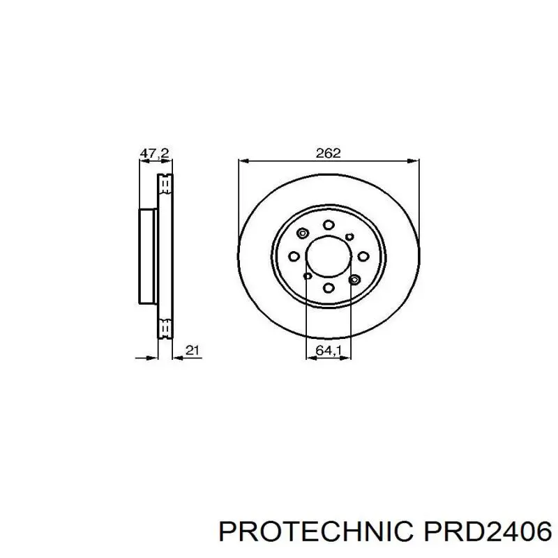 Диск переднього гальма Protechnic PRD2406 ціна, від 31.25 USD