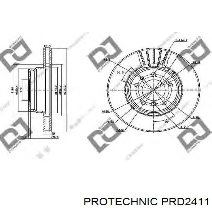 PRD2411 Protechnic диск гальмівний передній