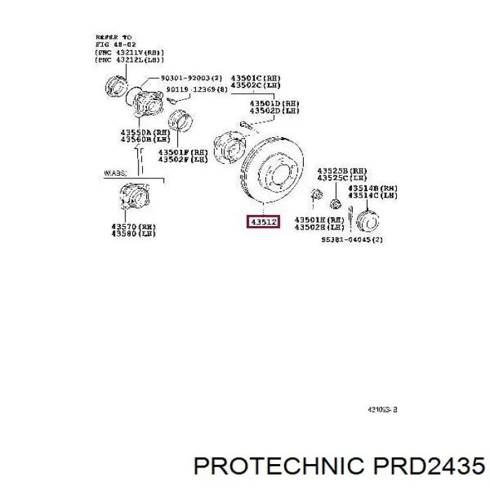 Диск переднього гальма Protechnic PRD2435 ціна, від 51.86 USD