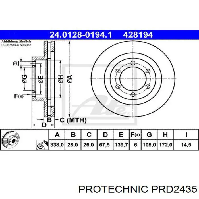 Купити PRD2435 Protechnic Ротор гальмівний