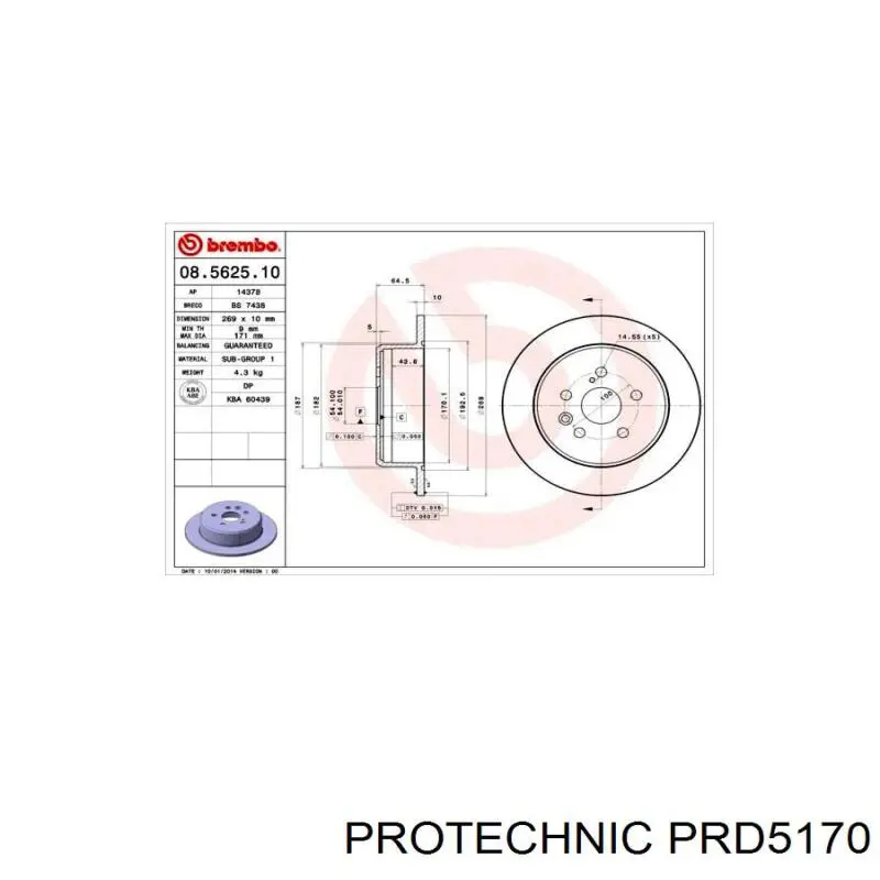 Гальмівні диски PRD5170 Protechnic