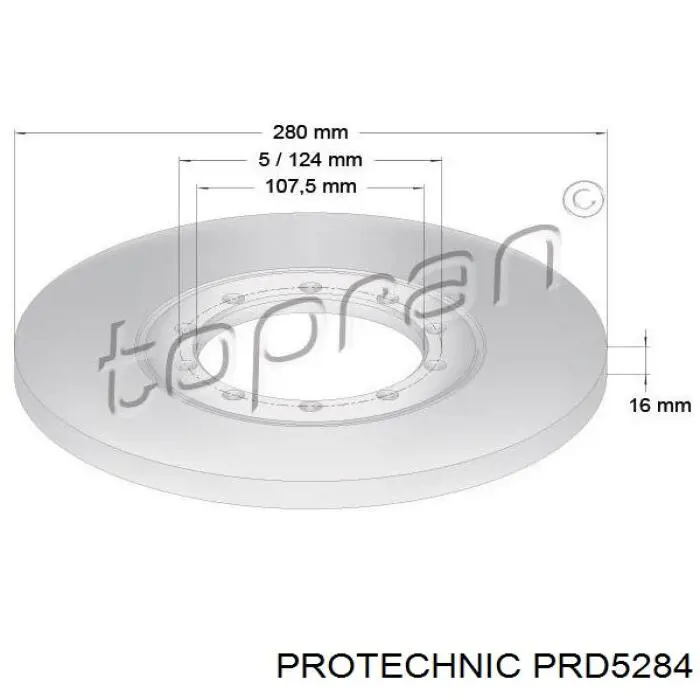 Диск гальмівний задній PRD5284 Protechnic