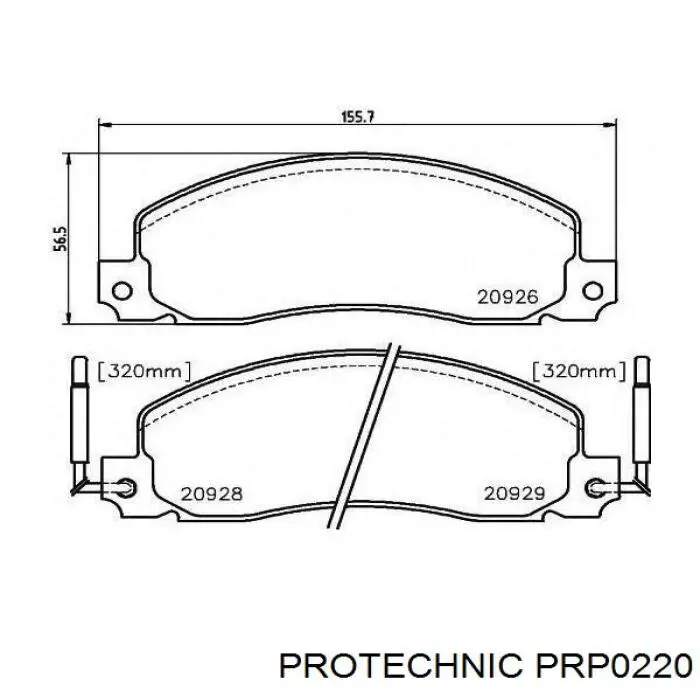 Гальмівні колодки Protechnic PRP0220 ціна, від 21.39 USD