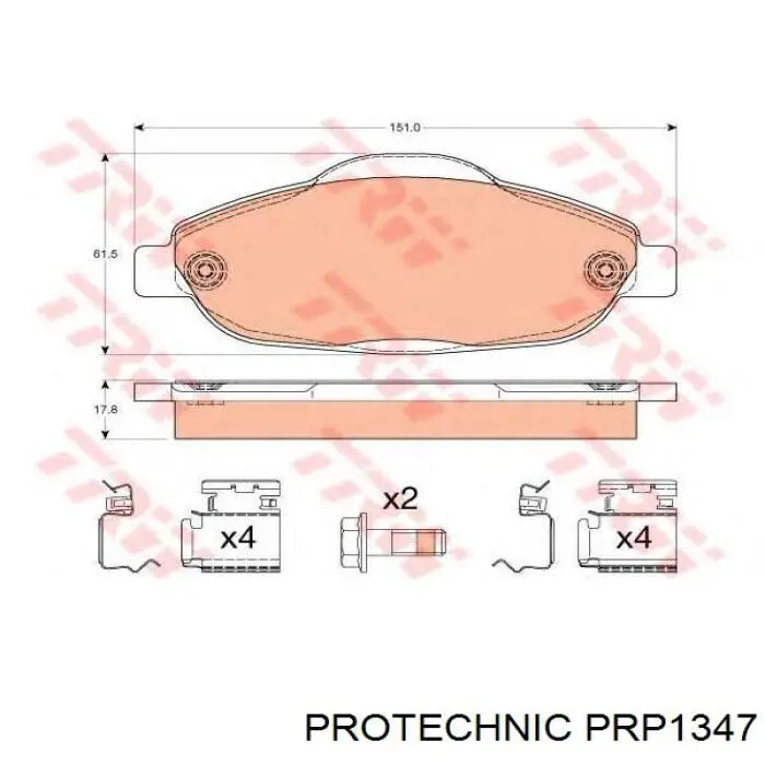 Купити PRP1347 Protechnic Колодки гальмівні передні, дискові
