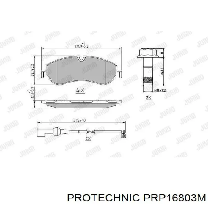 Передні тормозні колодки PRP16803M Protechnic