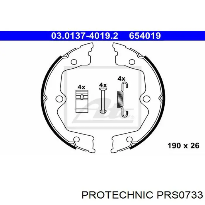 Колодки ручника / стоянкового гальма Protechnic PRS0733 ціна, від 32.94 USD