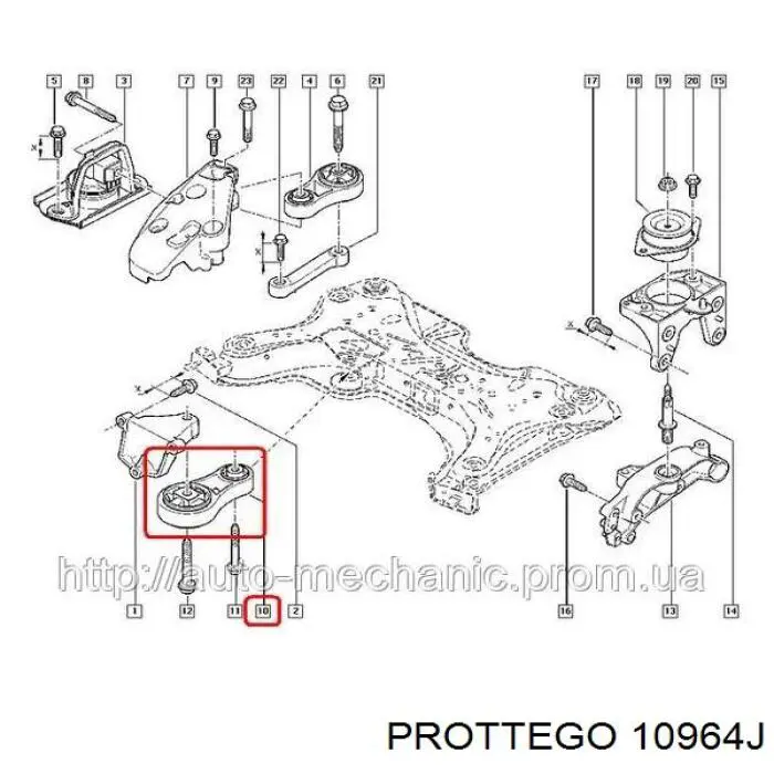 Подушка (опора) двигуна, нижня Prottego 10964J ціна, від 37.74 USD