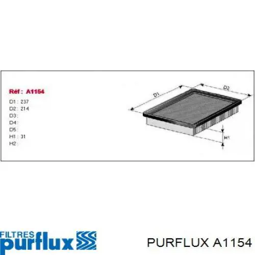 Купити A1154 Purflux Автомобільний фільтр повітря