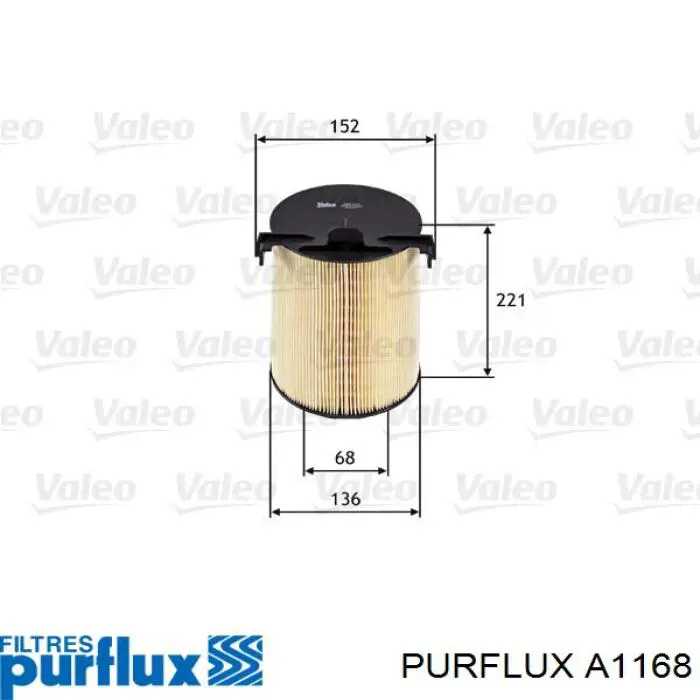 A1168 Purflux Повітряний фільтр двигуна