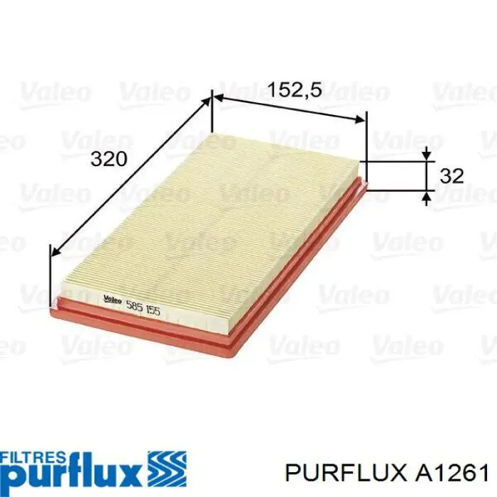 Повітряний фільтр A1261 Purflux