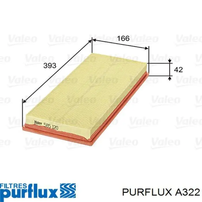 Фільтр повітряний A322 Purflux