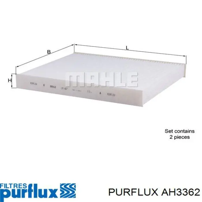 AH3362 Purflux Внутрішньосалонний фільтр
