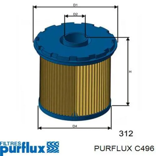 C496 Purflux фільтр паливний