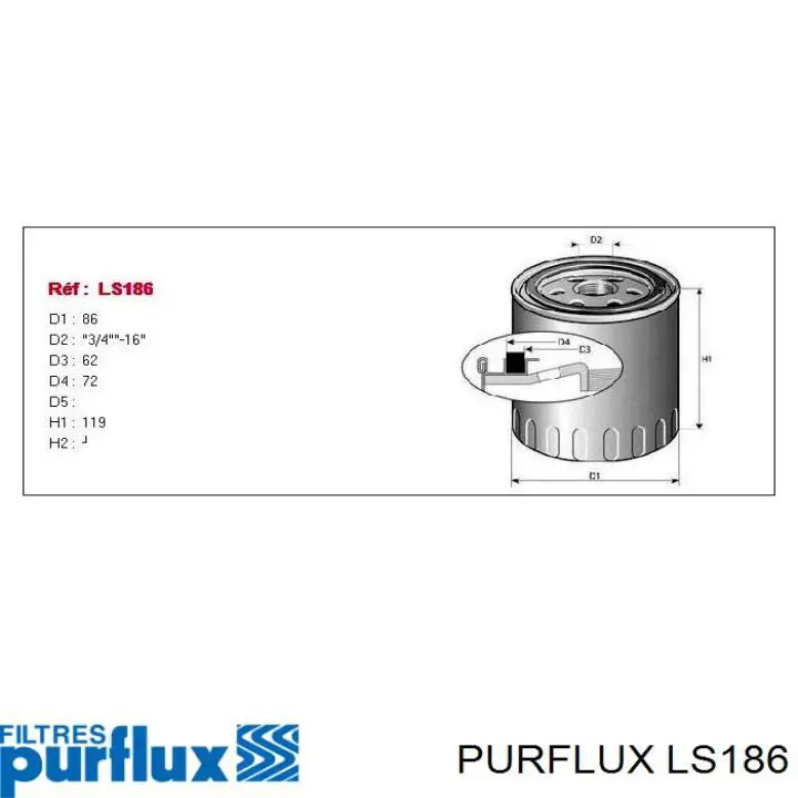 Фільтр масляний LS186 Purflux