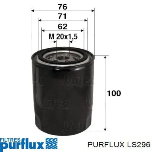 Масляний фільтр двигуна Purflux LS296 ціна, від 5.06 USD