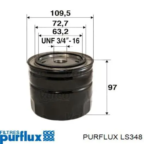 LS348 Purflux фільтр масляний