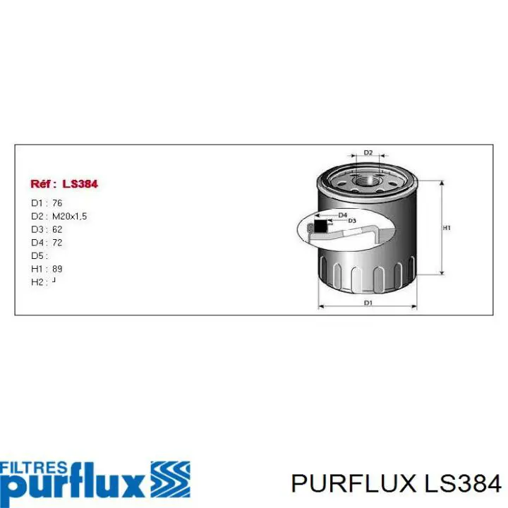 LS384 Purflux Фільтр масла