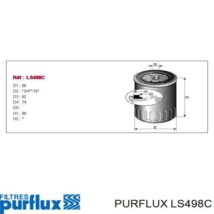 LS498C Purflux Фільтр масла
