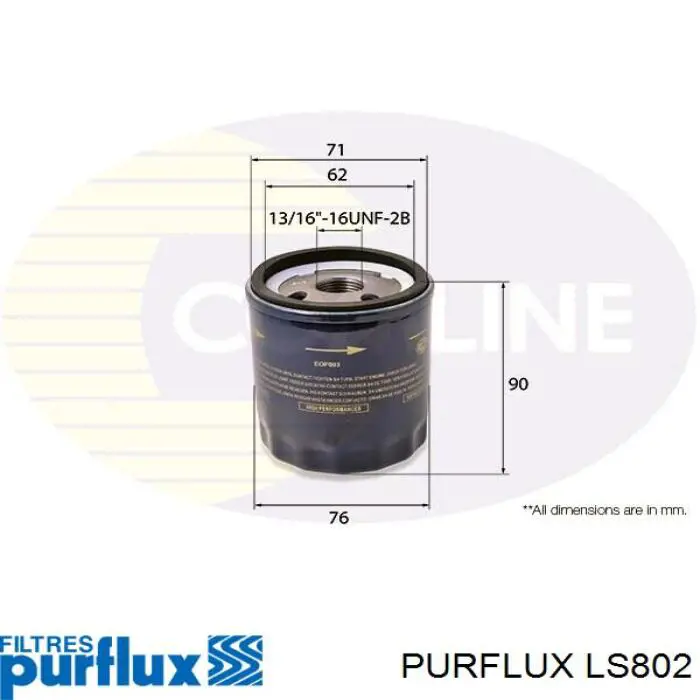 Масляний фільтр LS802 Purflux