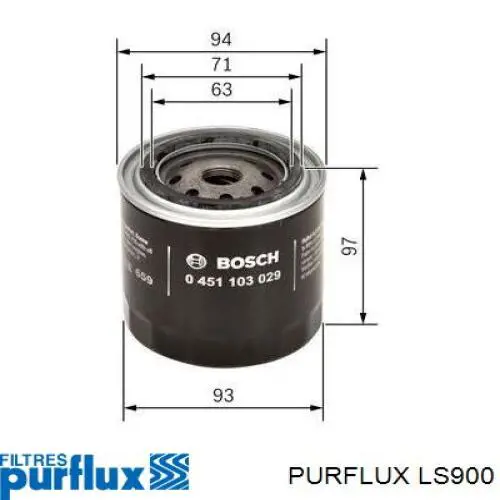 LS900 Purflux Фільтр масла