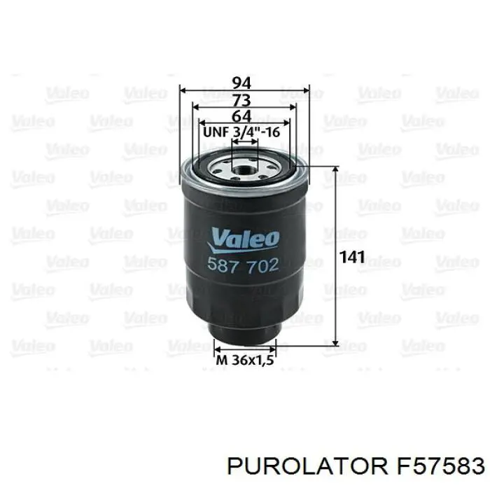 F57583 Purolator Фільтр палива