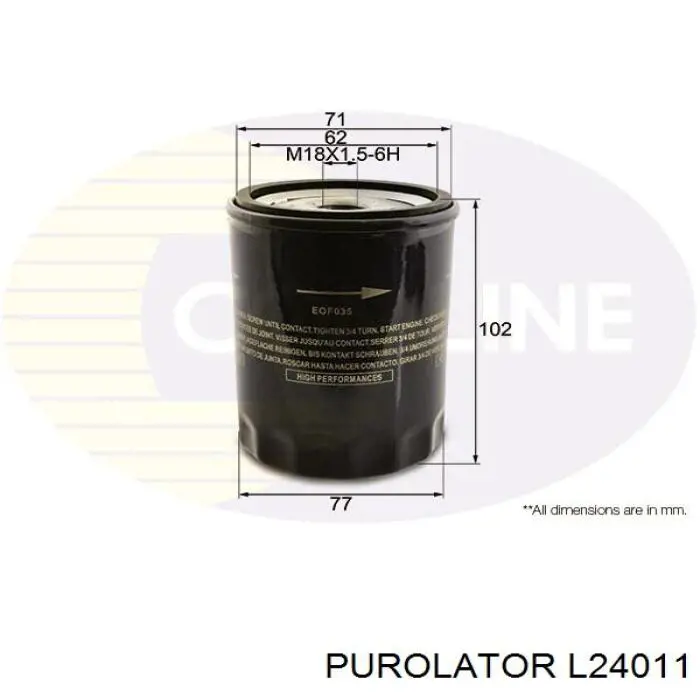 L24011 Purolator Фільтр масла
