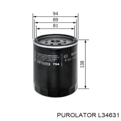 Фільтр масляний L34631 Purolator