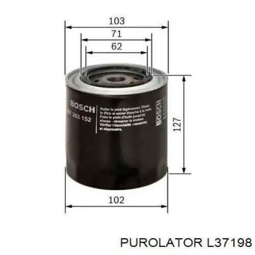 L37198 Purolator фільтр масляний