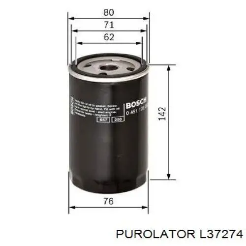 L37274 Purolator фільтр масляний