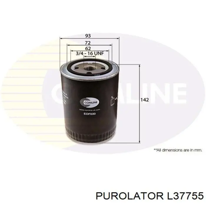 Фільтр масляний L37755 Purolator