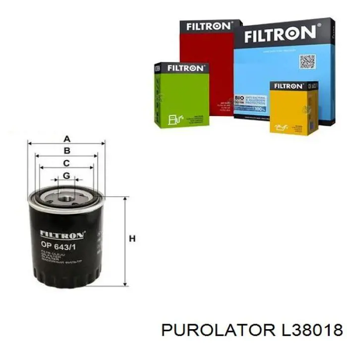 L38018 Purolator Фільтр масла