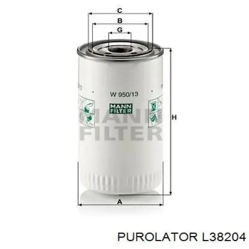 Фільтр масляний L38204 Purolator