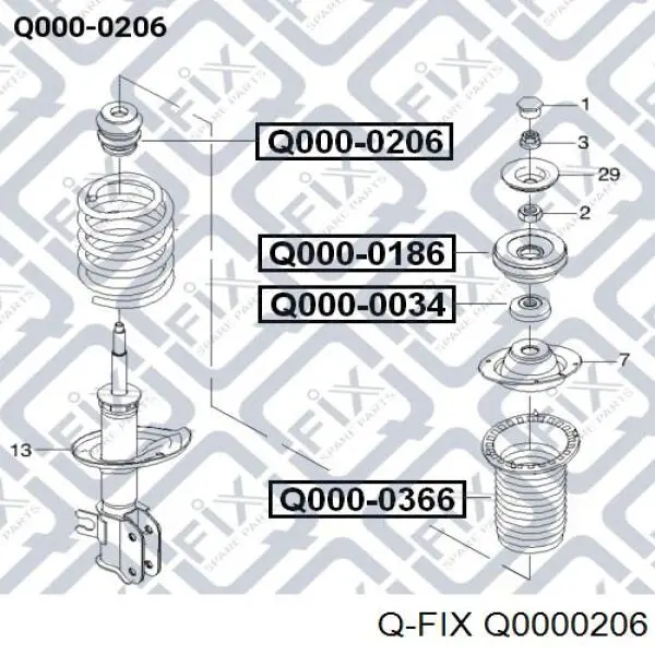Буфер-відбійник амортизатора переднього Q-fix Q0000206 ціна, від 2.51 USD