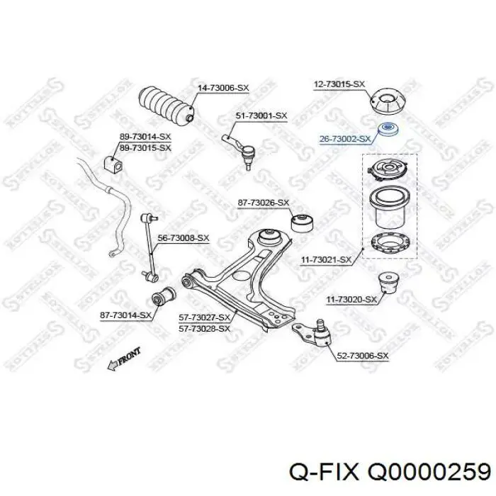 Купити Q0000259 Q-fix Підшипник опорний амортизатора, переднього
