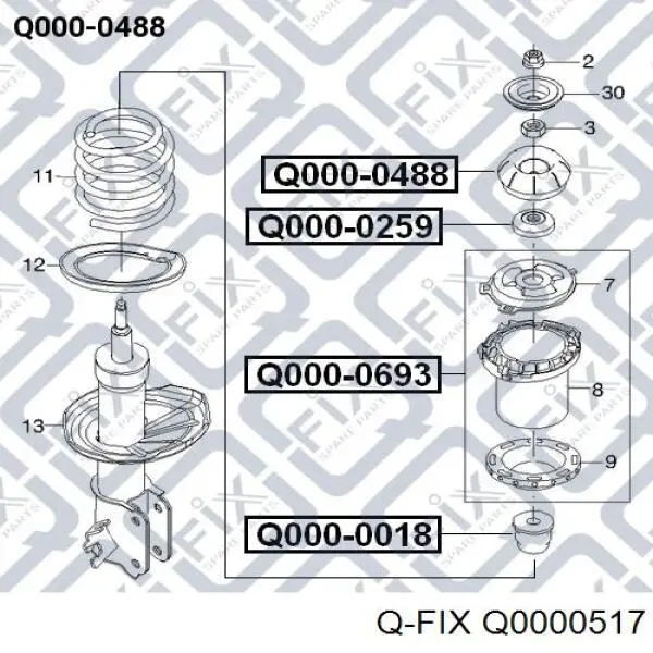 Q0000517 Q-fix Кріплення переднього амортизатора