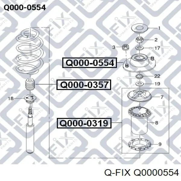 Опора амортизатора переднього лівого Q-fix Q0000554 ціна, від 12.68 USD
