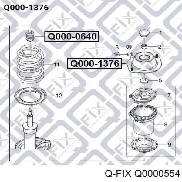 Опора амортизатора переднього лівого Q0000554 Q-fix
